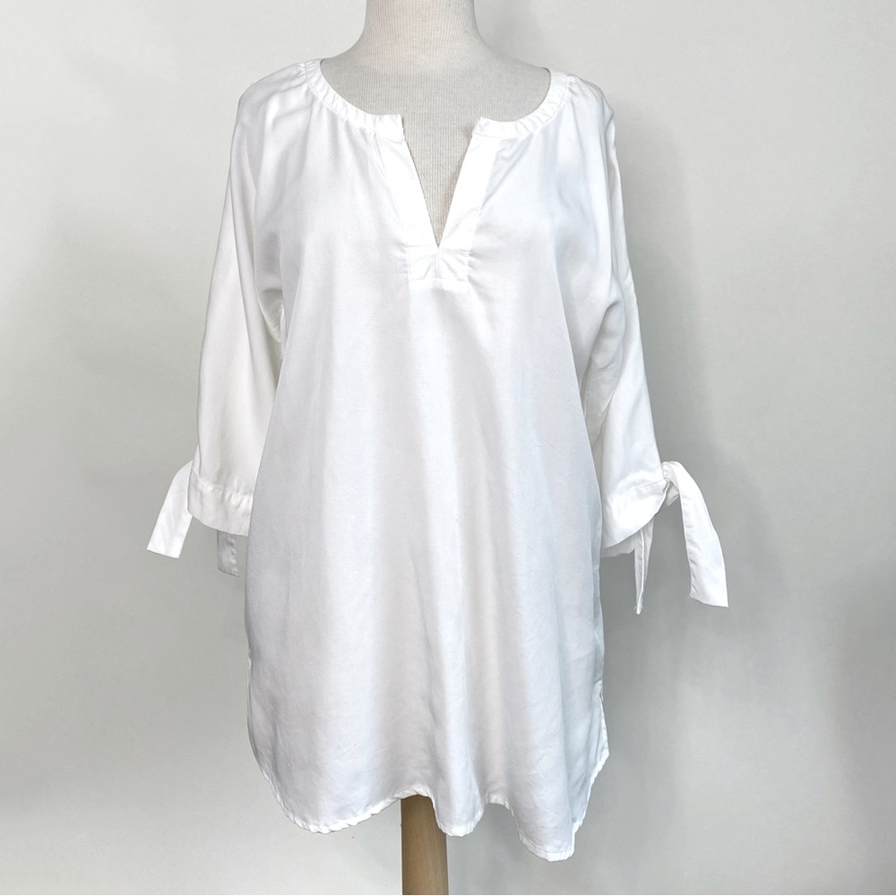 Soft Surroundings white split sleeve top M